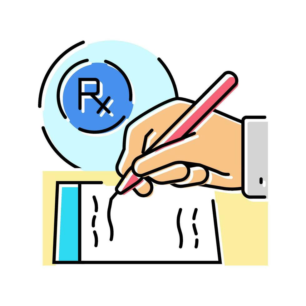 prescription filling pharmacist color icon vector illustration