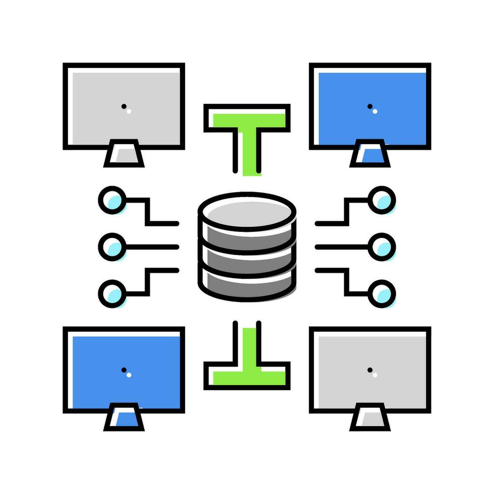 network topology analyst color icon vector illustration