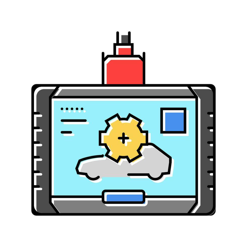 diagnostic computer car mechanic color icon vector illustration