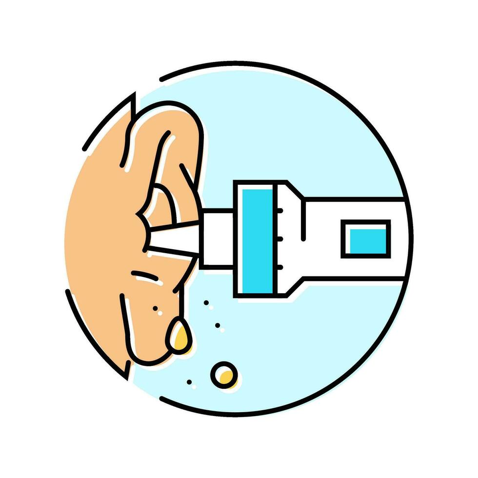 ear cleaning audiologist doctor color icon vector illustration