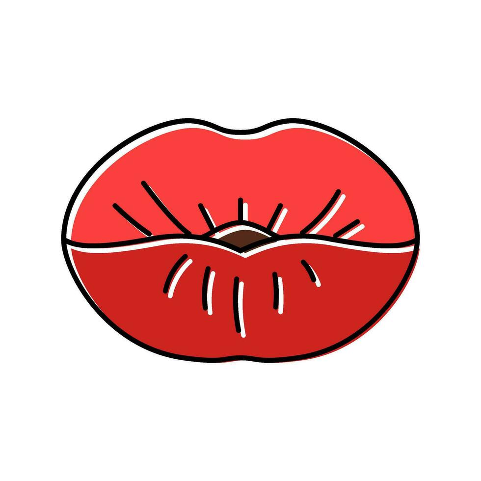 kiss sexy mouth female color icon vector illustration