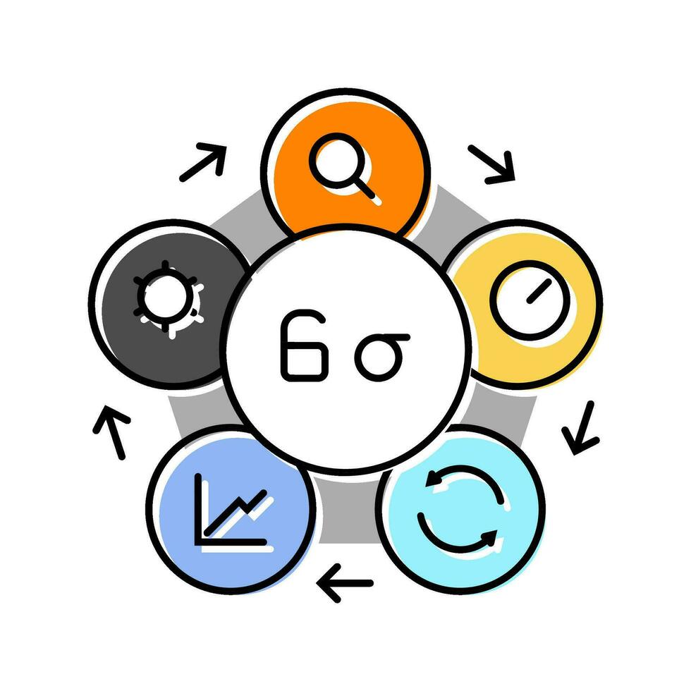 seis sigma fabricación ingeniero color icono vector ilustración