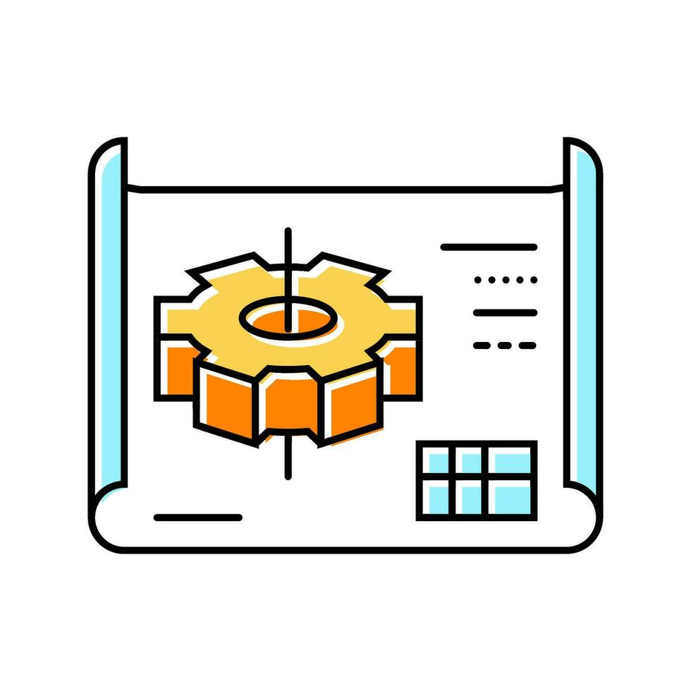 engineering drawing manufacturing engineer color icon vector illustration