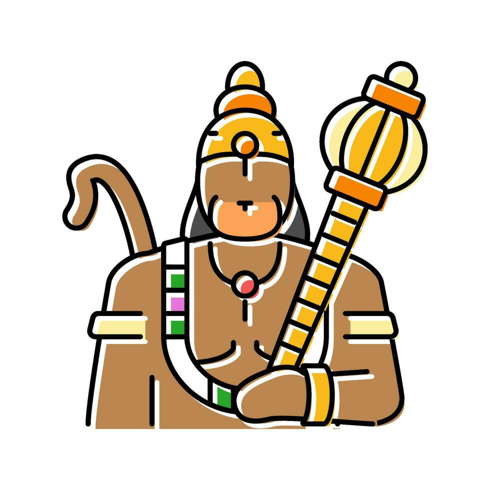 Hanuman Dios indio color icono vector ilustración