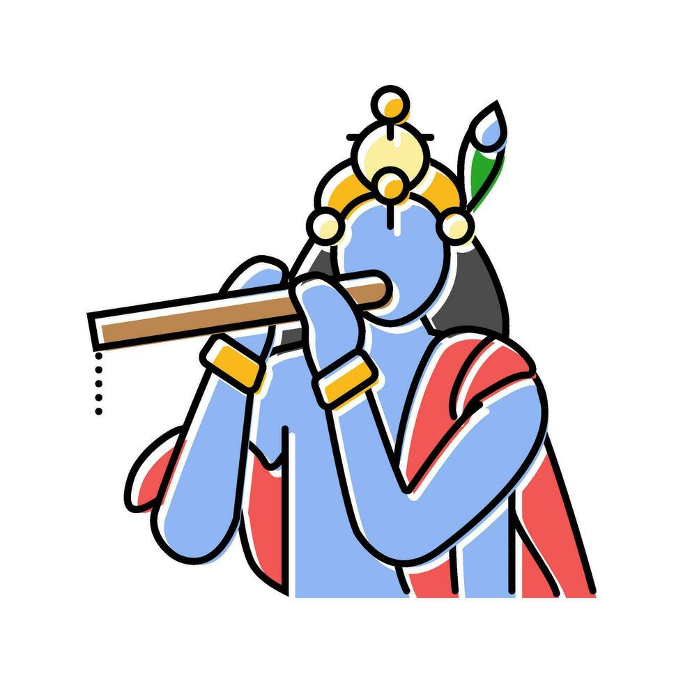 krishna god indian color icon vector illustration