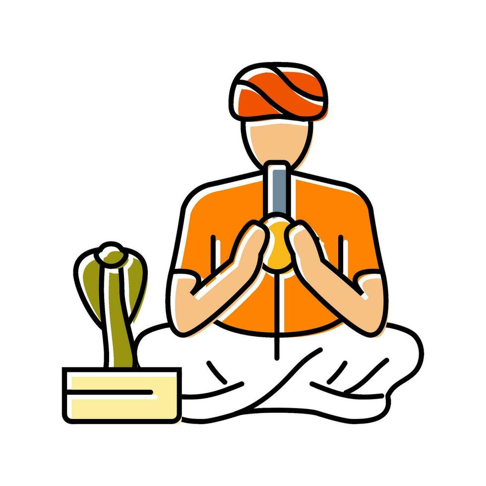 snake charmer animal color icon vector illustration