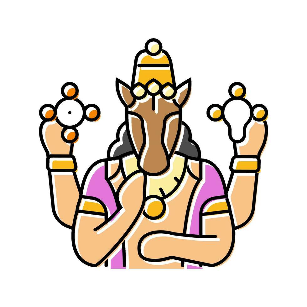 hayagreeva Dios indio color icono vector ilustración