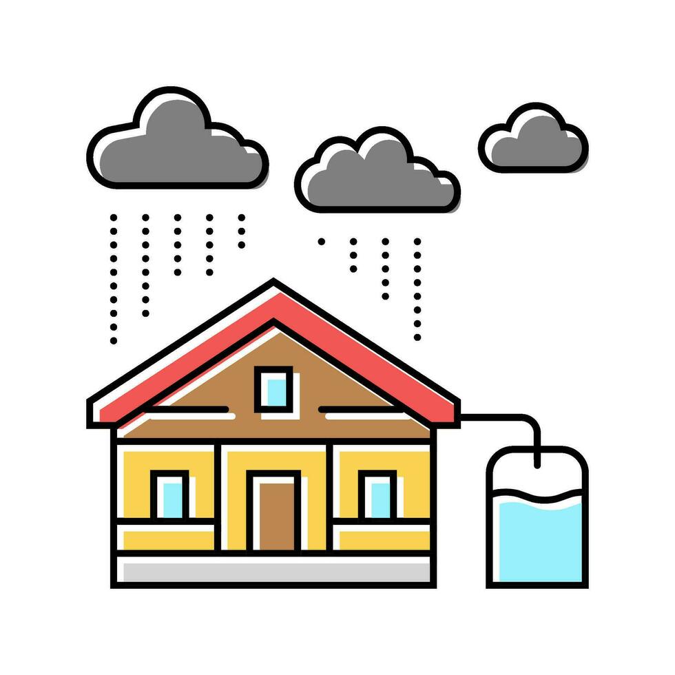 agua de lluvia cosecha ambiental color icono vector ilustración