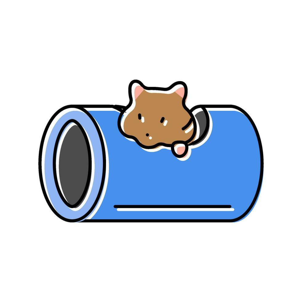 hamster in tunnel pet color icon vector illustration