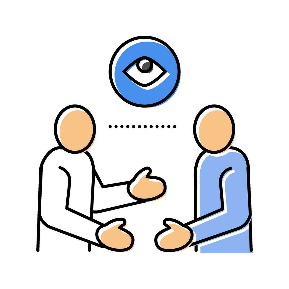 eye contact interview job color icon vector illustration