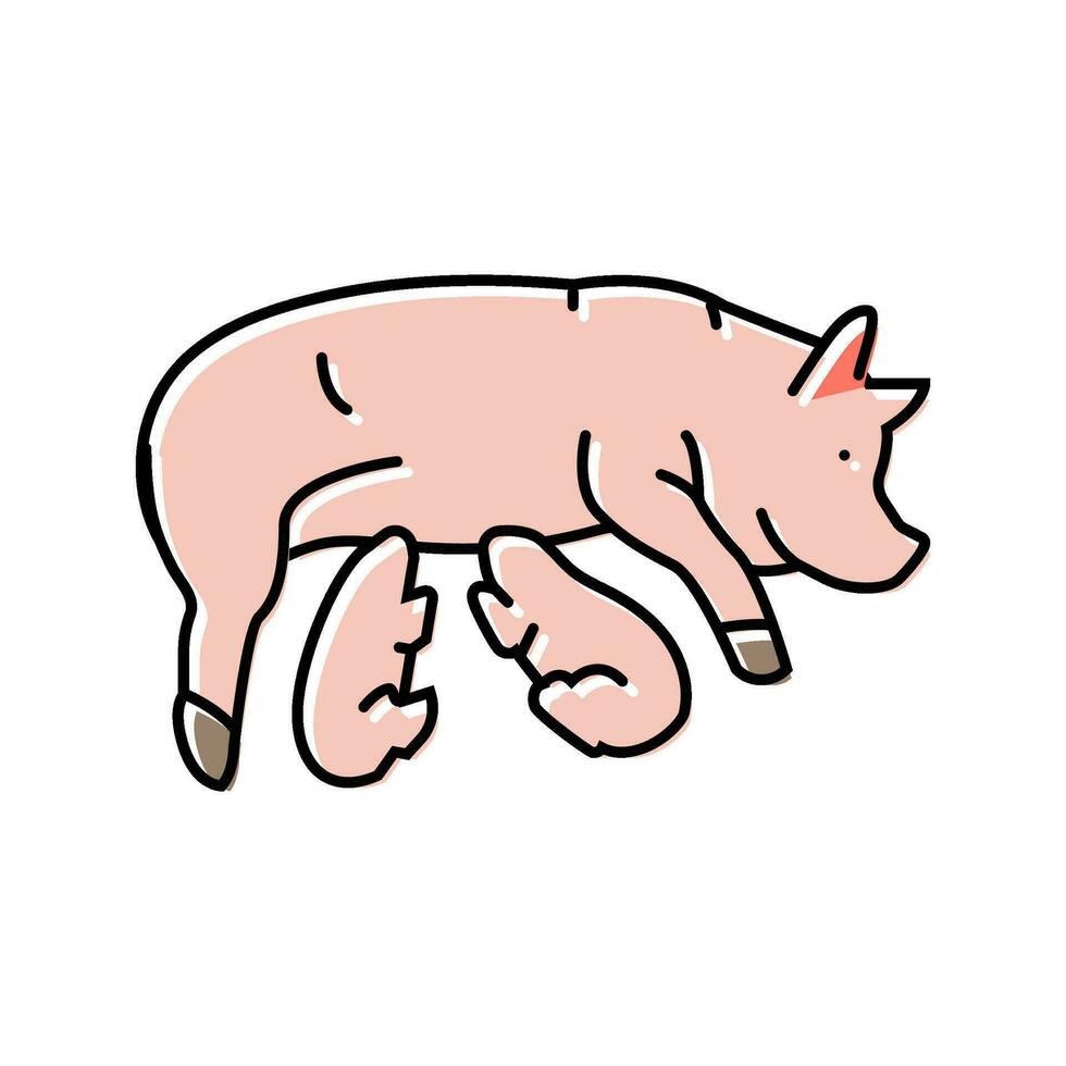 cerdo lechones granja color icono vector ilustración