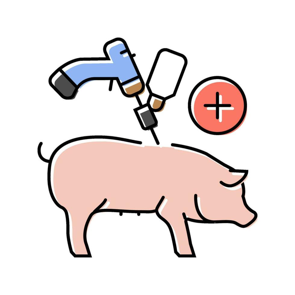 pig vaccination color icon vector illustration