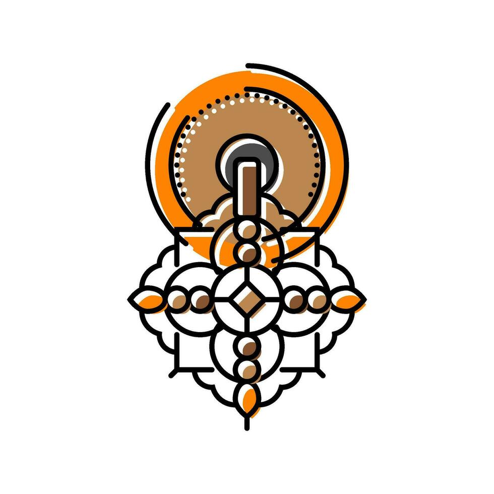 islámico puerta aldaba color icono vector ilustración