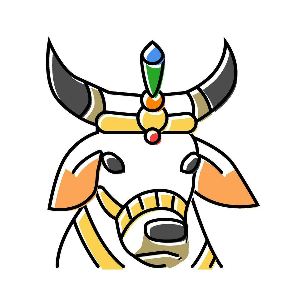cow sacred animal hinduism color icon vector illustration