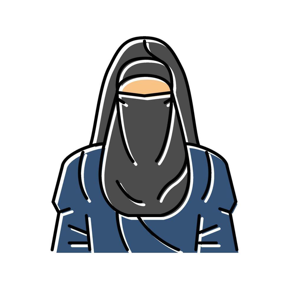 hijab headscarf islam color icon vector illustration