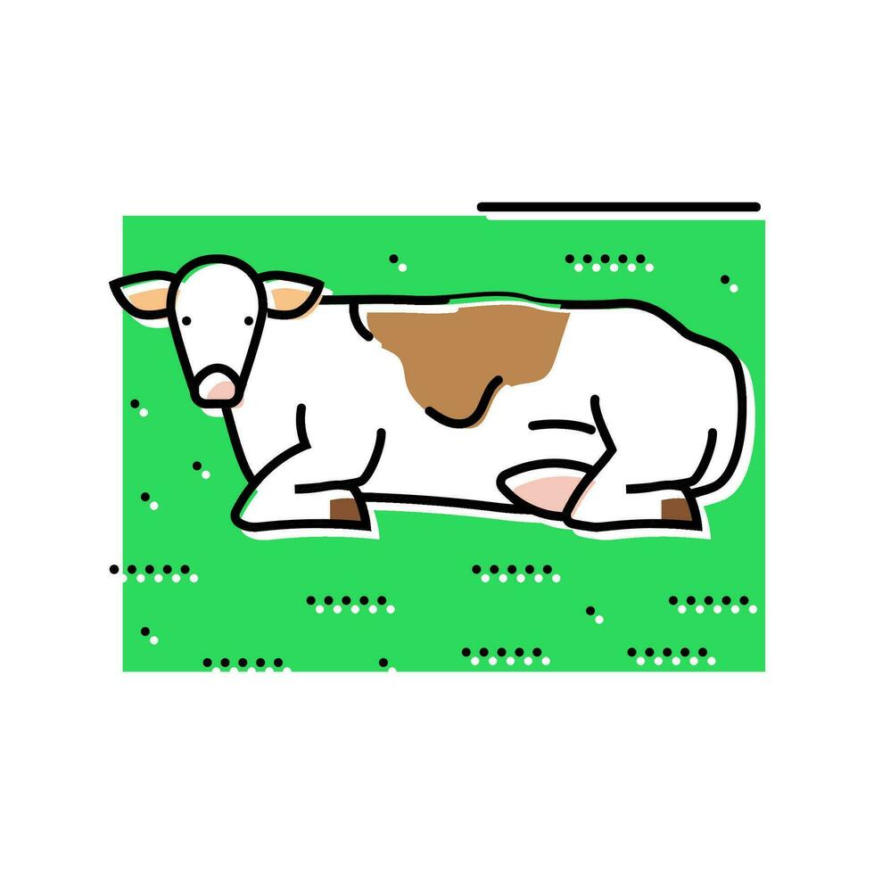 cow lying down color icon vector illustration