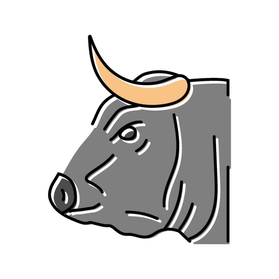 toro cabeza animal color icono vector ilustración
