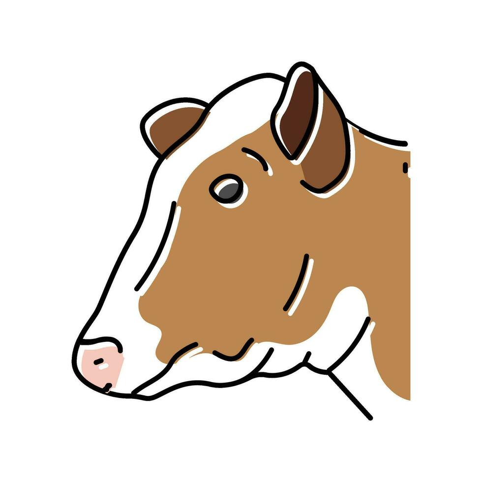 vaca cabeza animal color icono vector ilustración