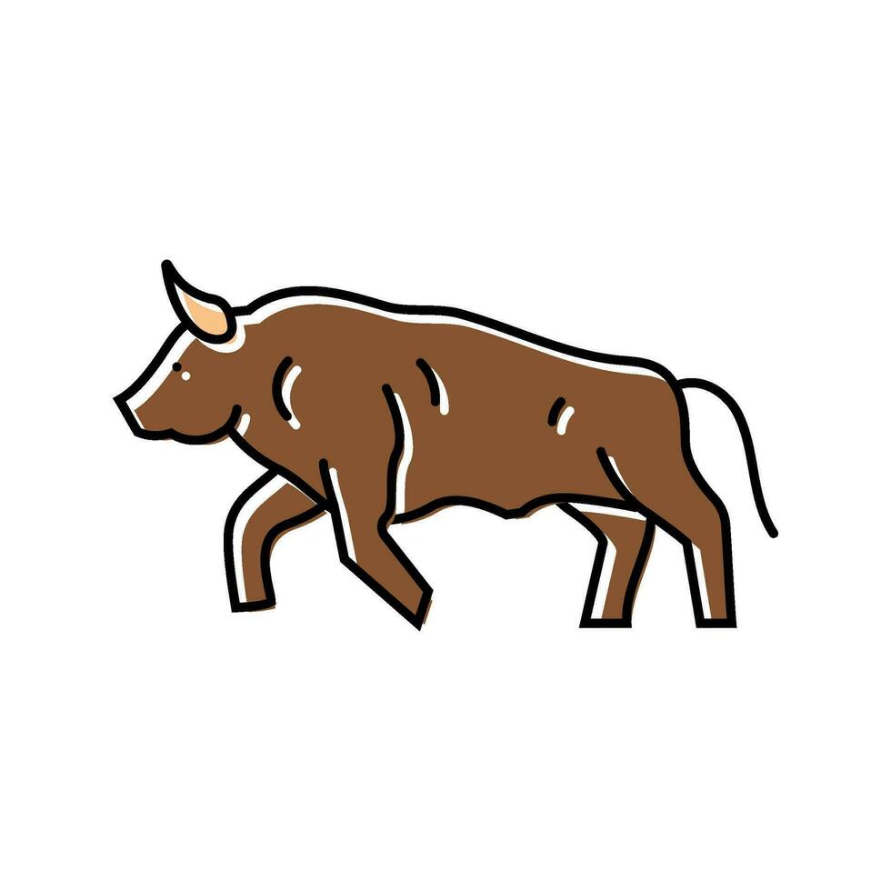 toro movimiento enojado color icono vector ilustración