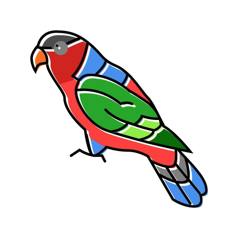 negro tapado lory loro pájaro color icono vector ilustración