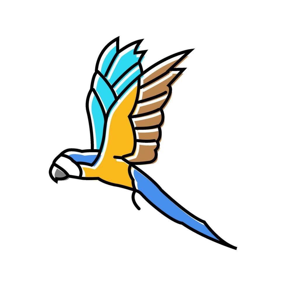 guacamayo volador loro pájaro color icono vector ilustración
