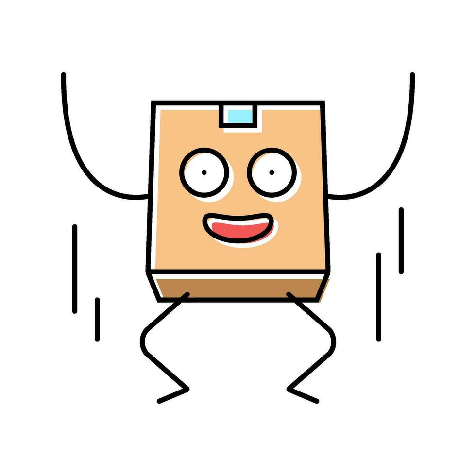 jump cardboard box character color icon vector illustration