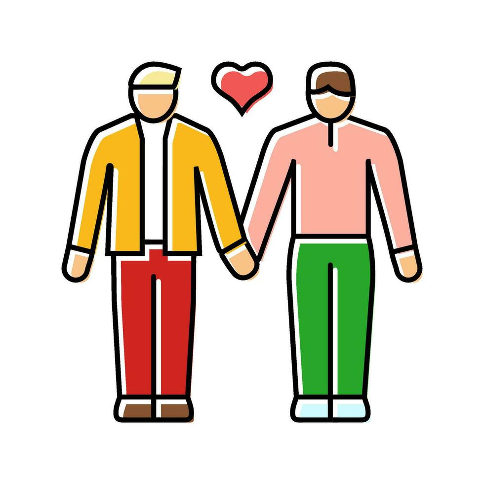 gay lgbt couple love color icon vector illustration
