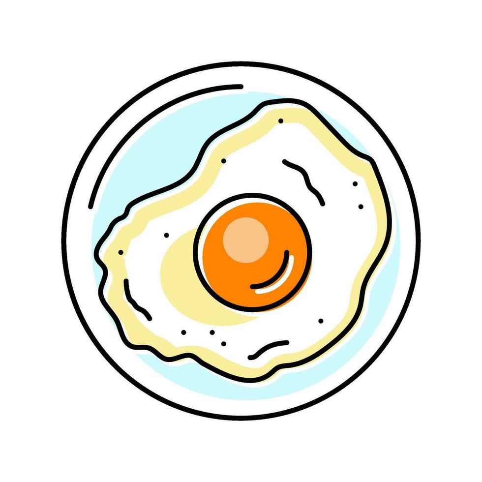 fried egg chicken color icon vector illustration