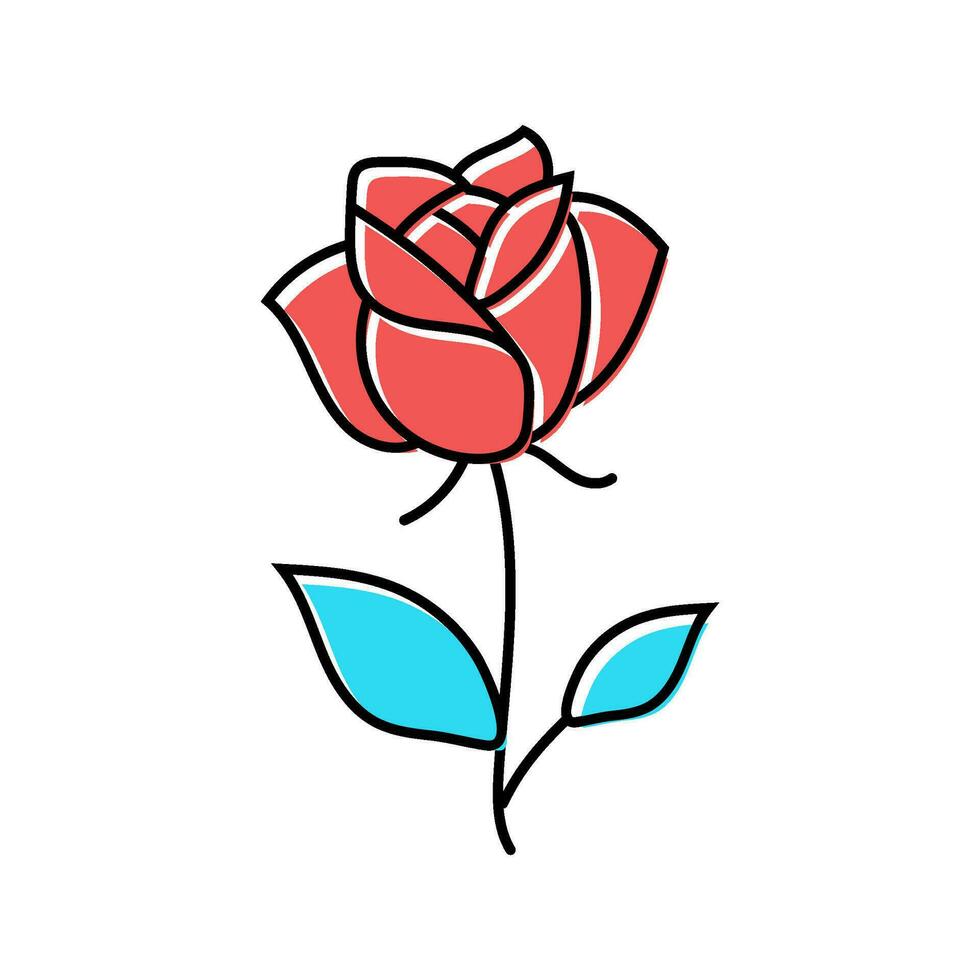 rose tattoo art vintage color icon vector illustration