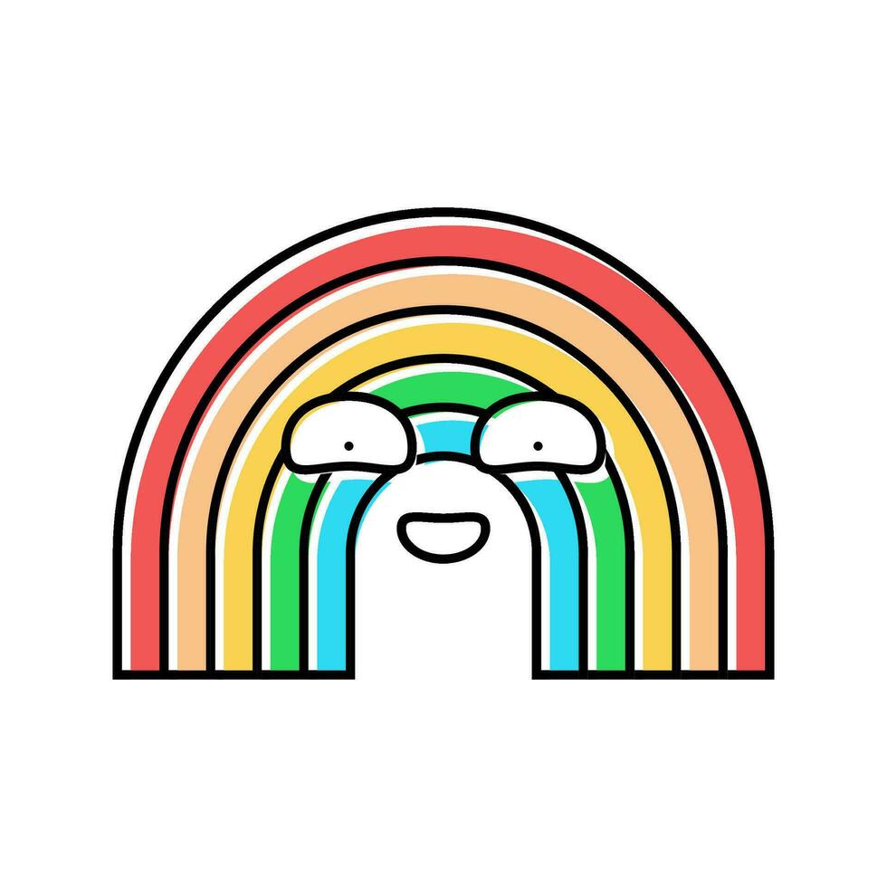 rainbow smile character color icon vector illustration