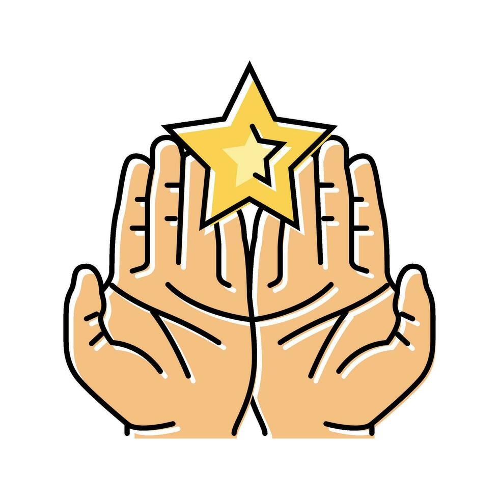 two hands holding star color icon vector illustration