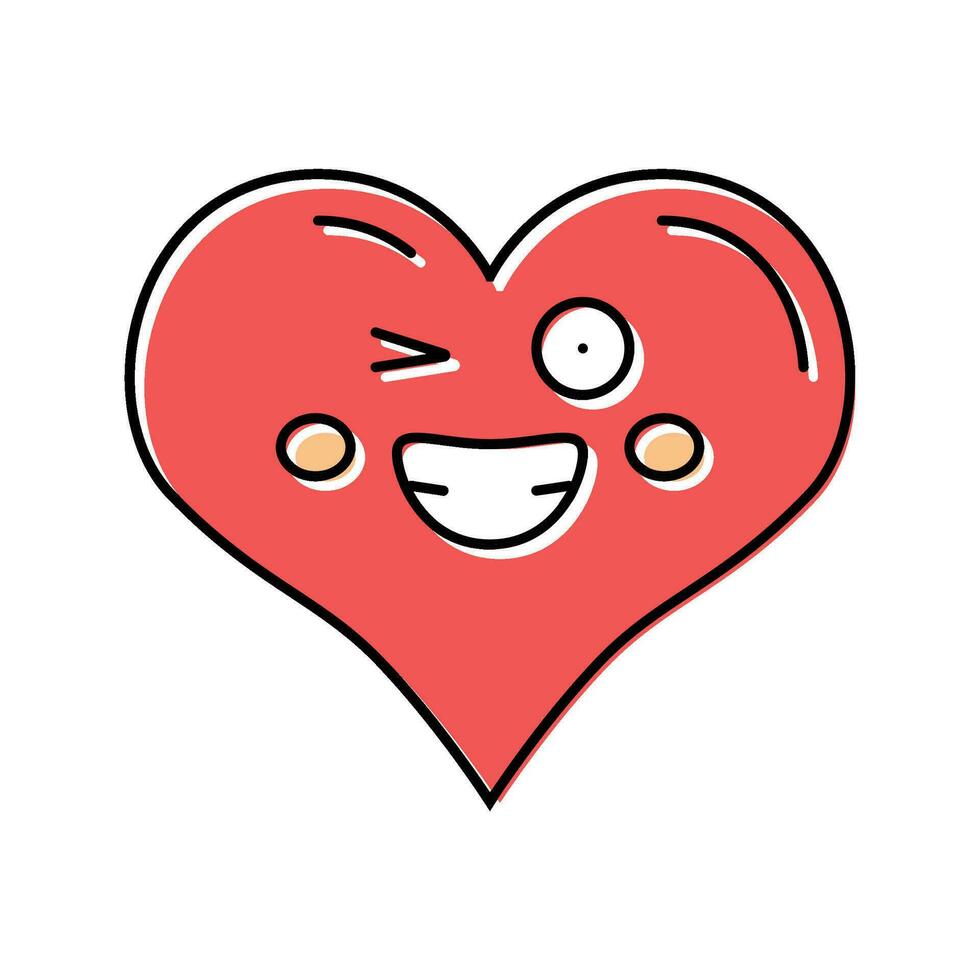 heart smile character color icon vector illustration