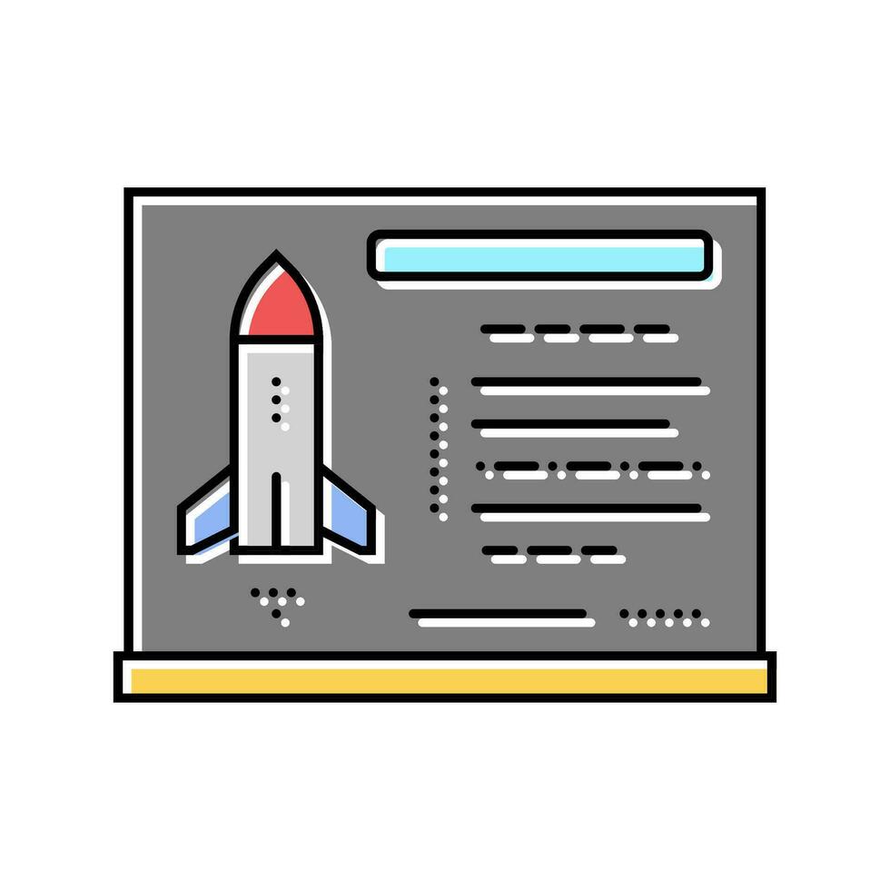 cohete Ciencias aeronáutico ingeniero color icono vector ilustración