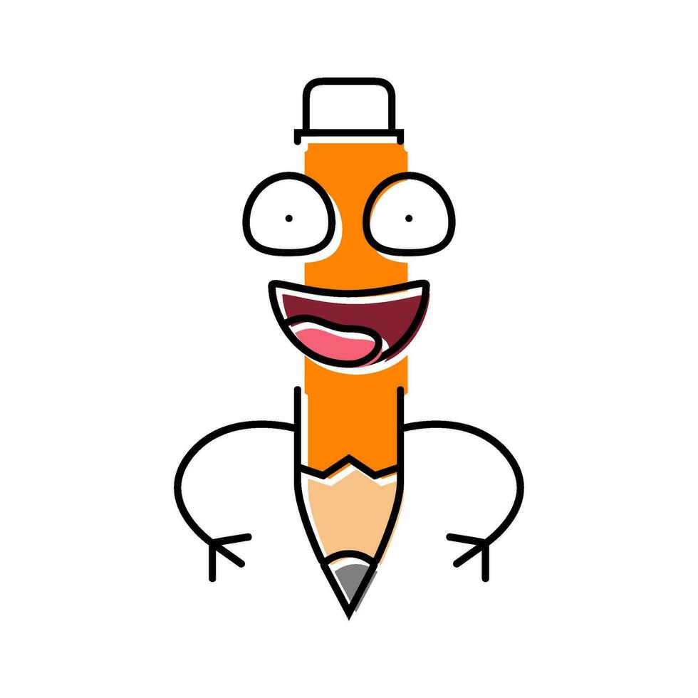 smile pen character color icon vector illustration