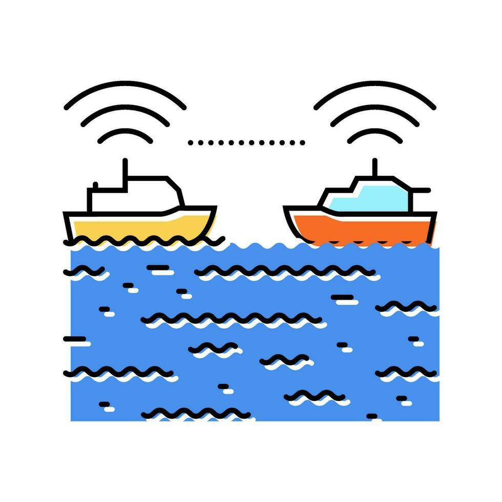 Embarcacion colisión evitación sistemas color icono vector ilustración