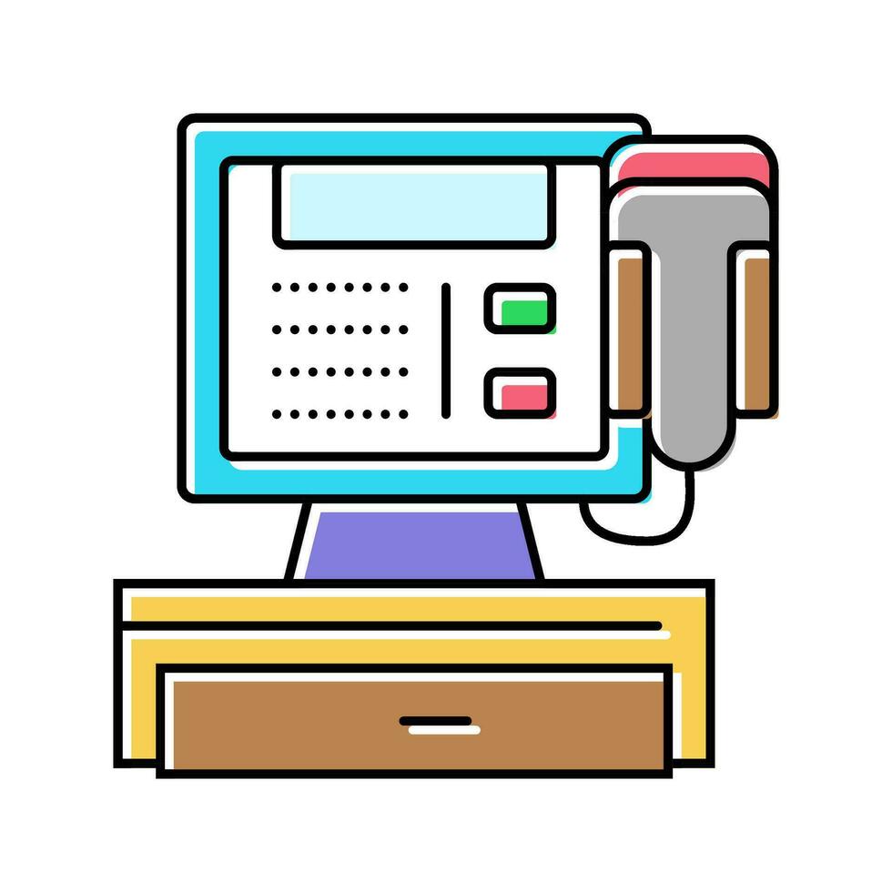 play money cash register toy baby color icon vector illustration