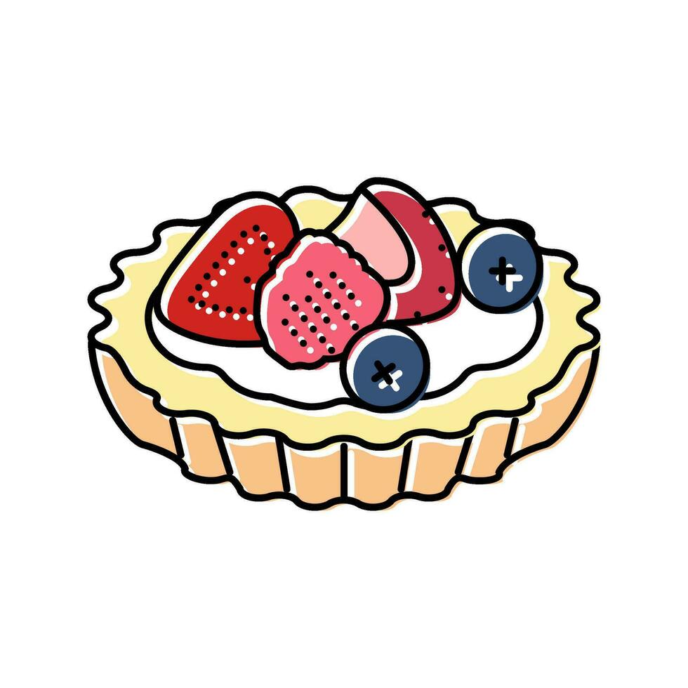 fruit tart sweet food color icon vector illustration