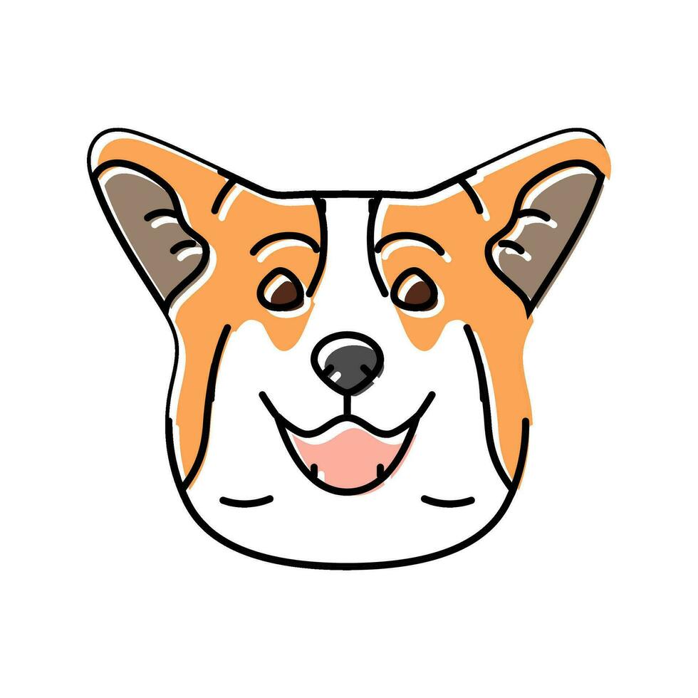 pembroke galés corgi perro perrito mascota color icono vector ilustración