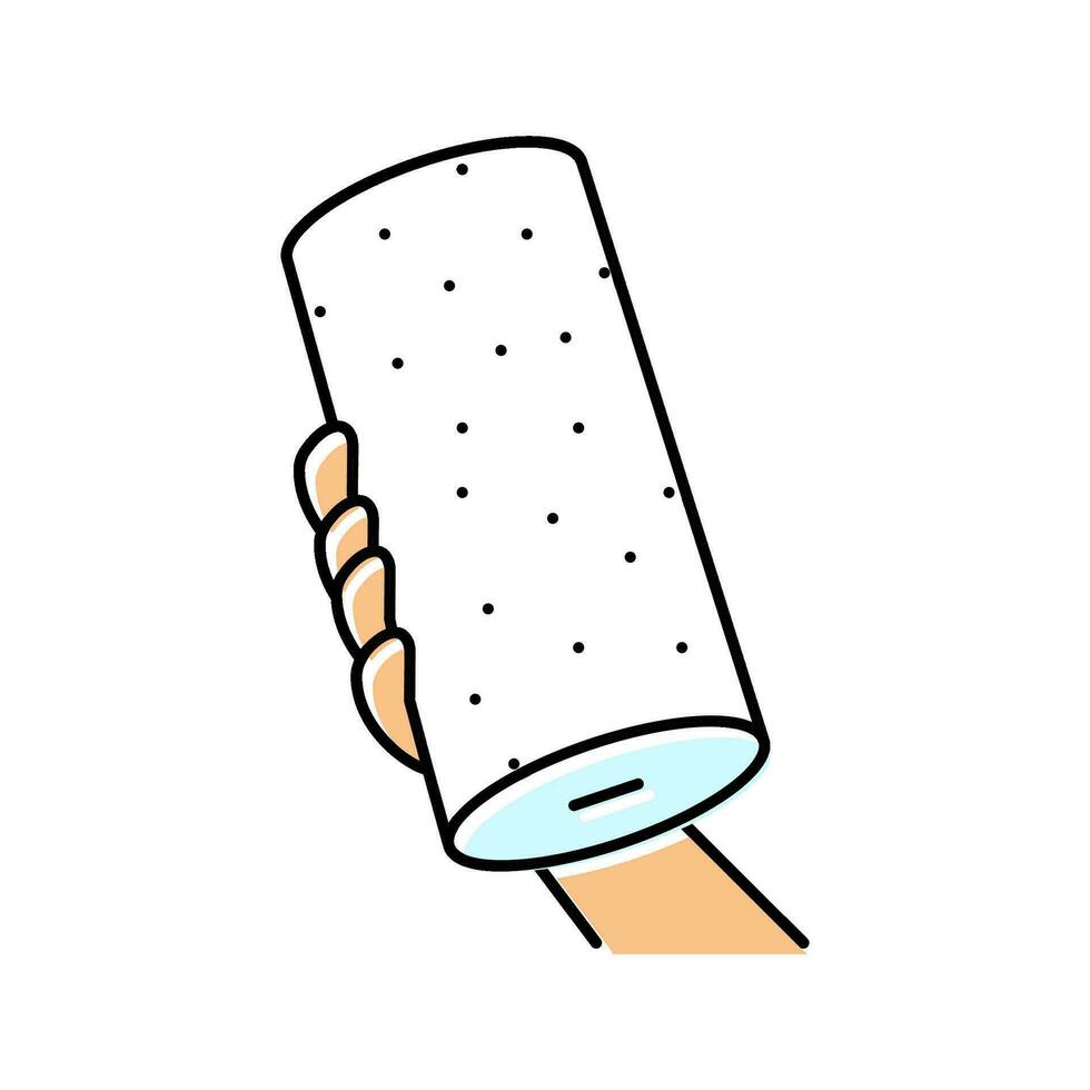 hand holding paper towel roll color icon vector illustration