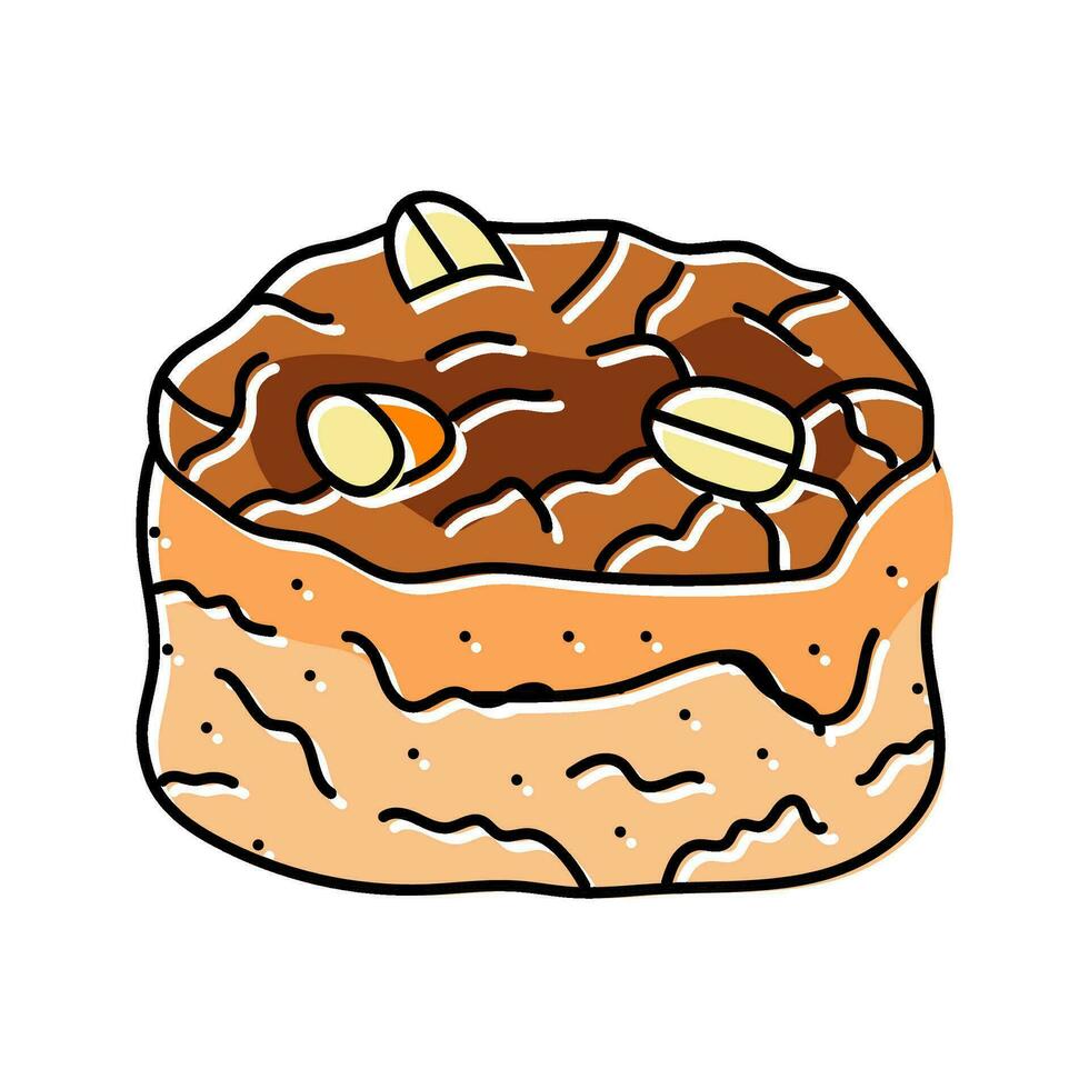 nut bun food meal color icon vector illustration