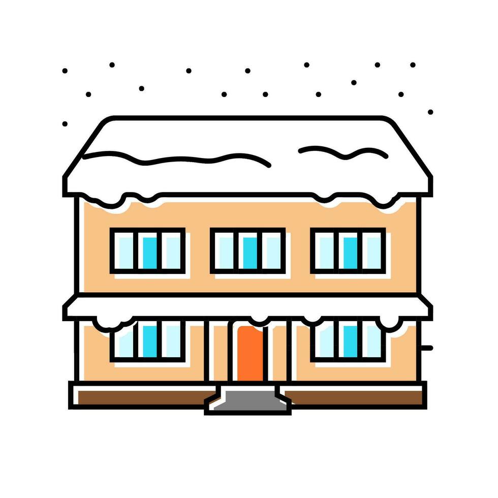 nieve cubierto casa invierno temporada color icono vector ilustración
