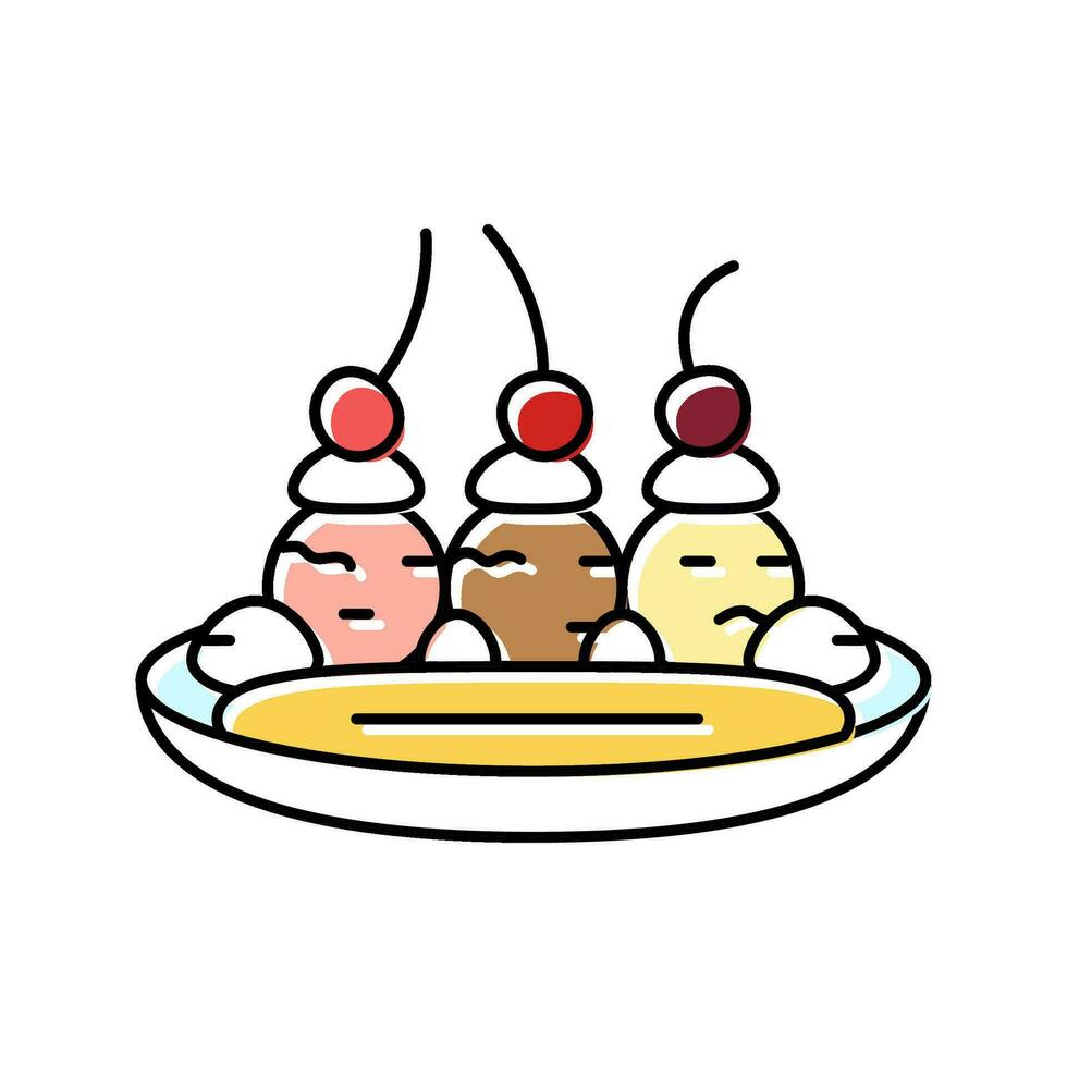 banana split sweet food color icon vector illustration