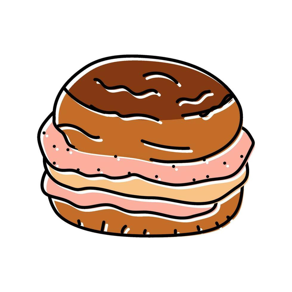 ham bun food meal color icon vector illustration