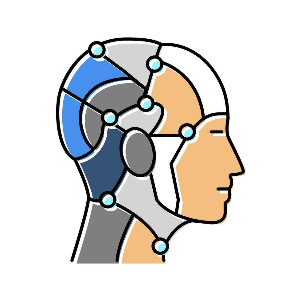 human like ai future technology color icon vector illustration