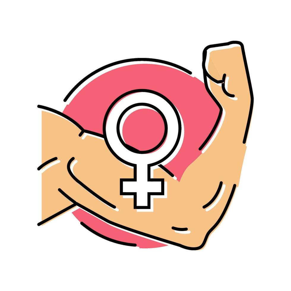 mujer valor feminismo color icono vector ilustración