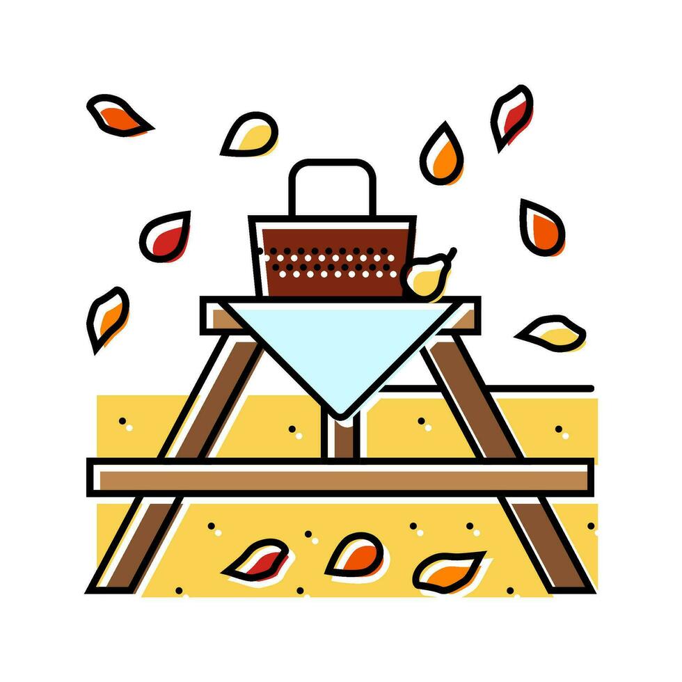 otoño picnic temporada color icono vector ilustración