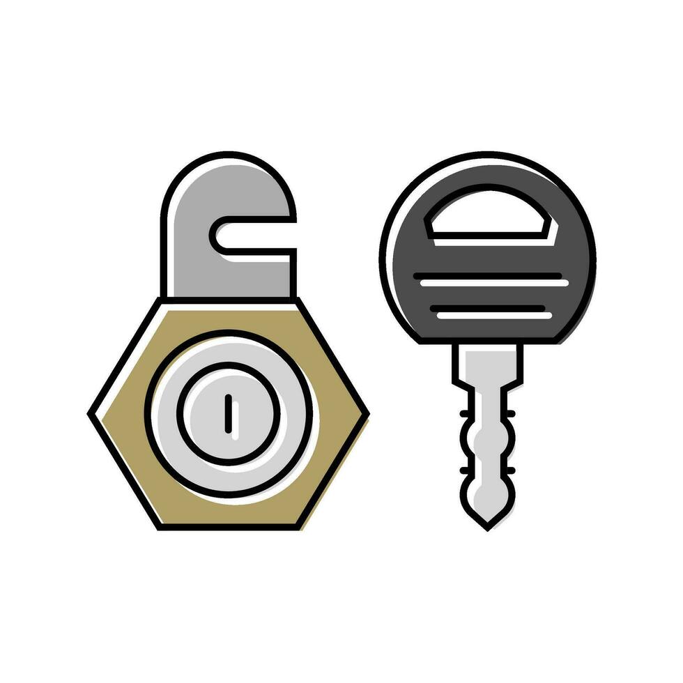 cam lock key hardware furniture fitting color icon vector illustration