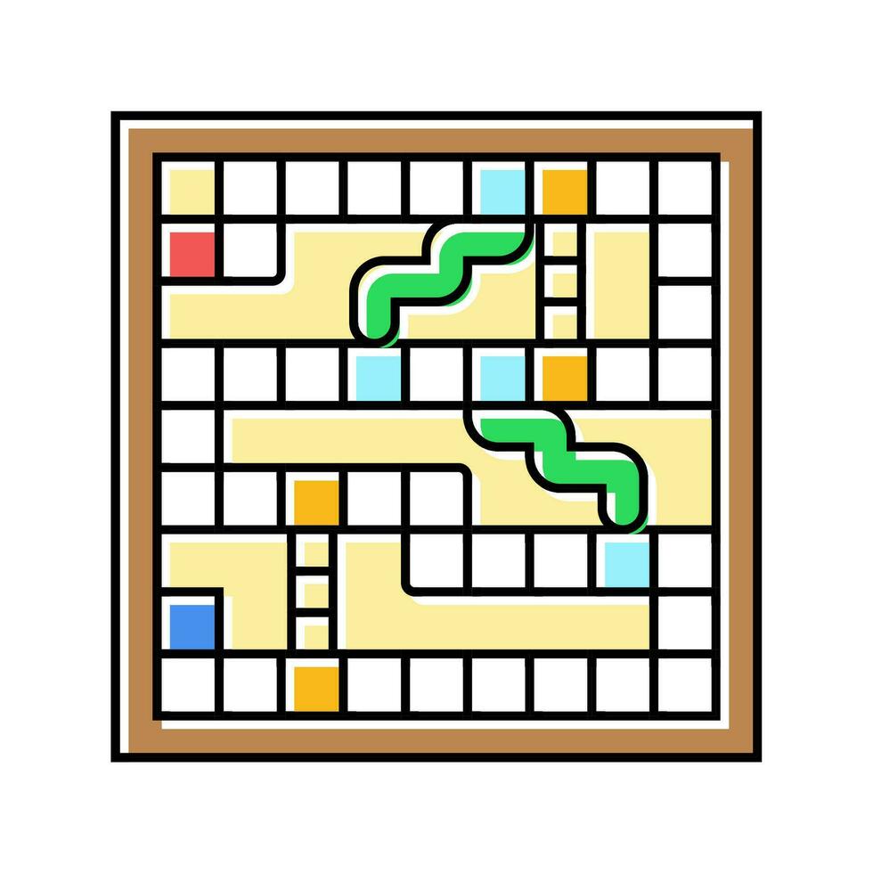 snakes and ladders game board table color icon vector illustration