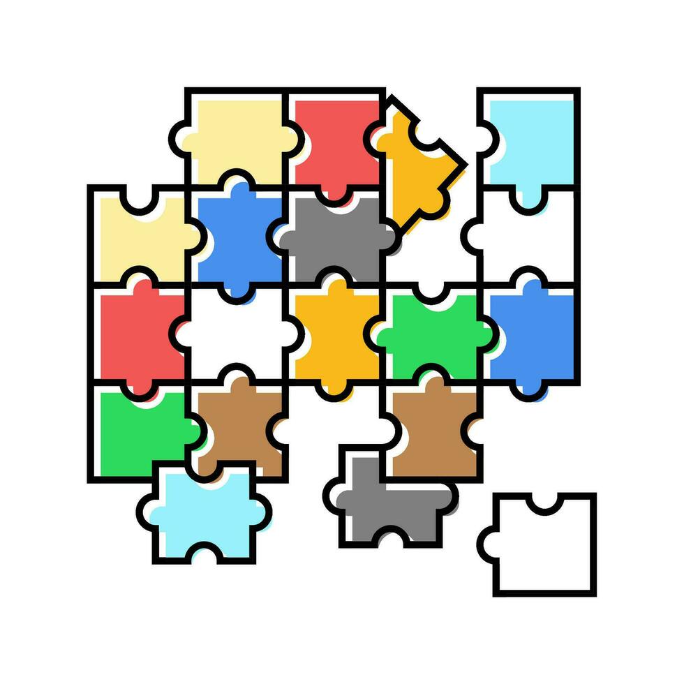 puzzle game board table color icon vector illustration