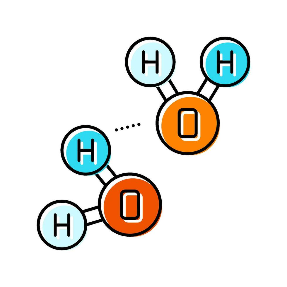 hidrógeno unión bioquímica color icono vector ilustración